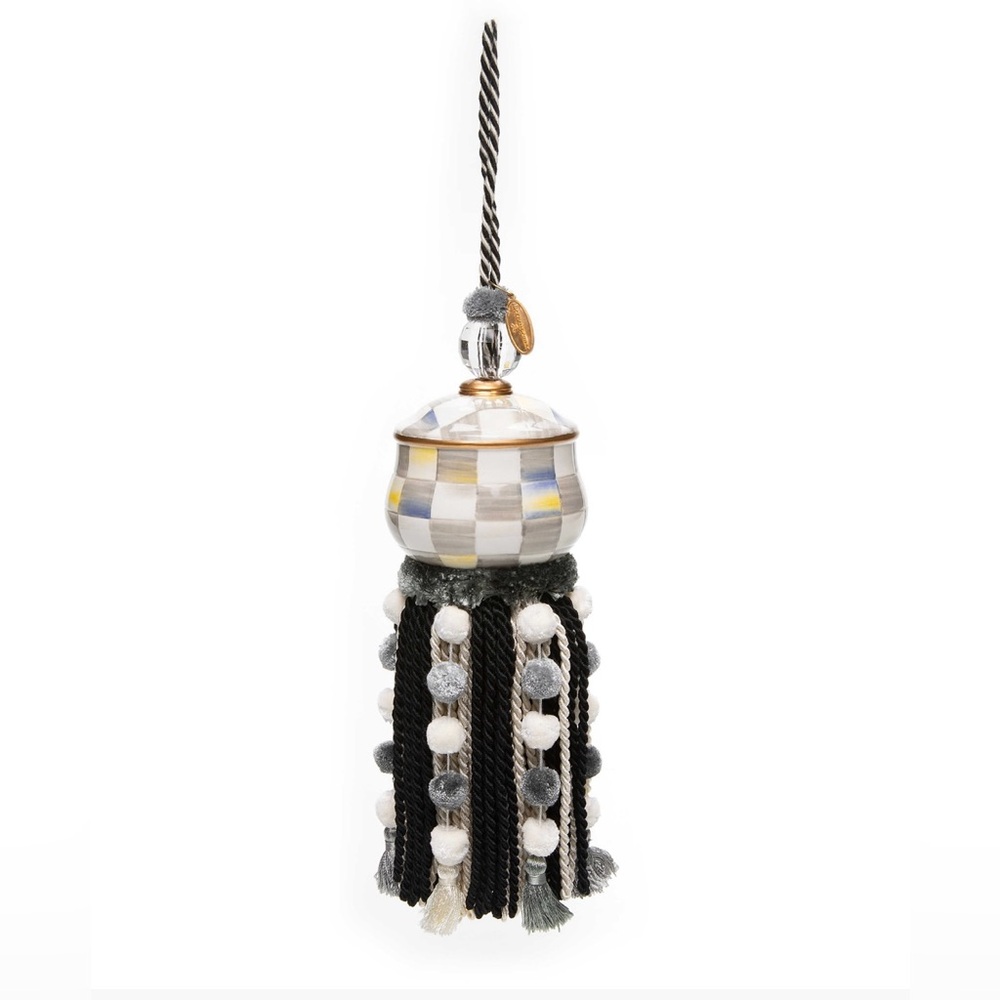 MacKenzie-Childs Two 11” Sterling Check Tassels